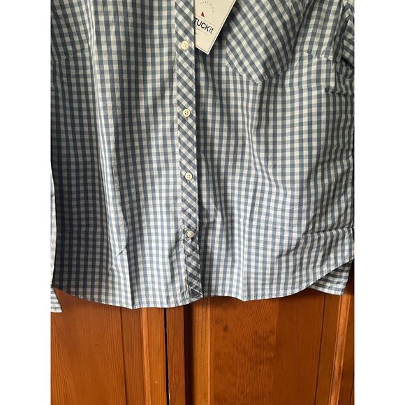 NWT Untuckit Women's Gingham Plaid Button Crispo Shirt Long Sleeve Blue Size 14 - Picture 3 of 12